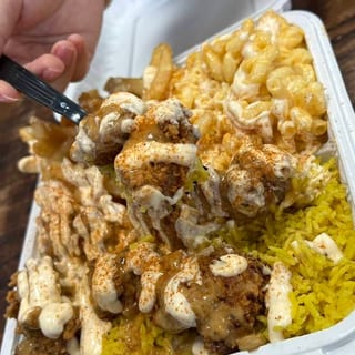 Trio Fried Chicken Over Rice