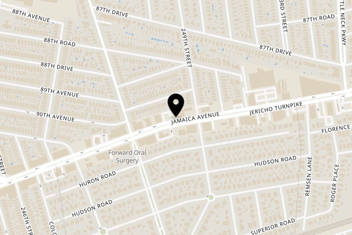 Map showing the location of Chicky's Jamaica on 248-43 Jericho Tpke in Jamaica